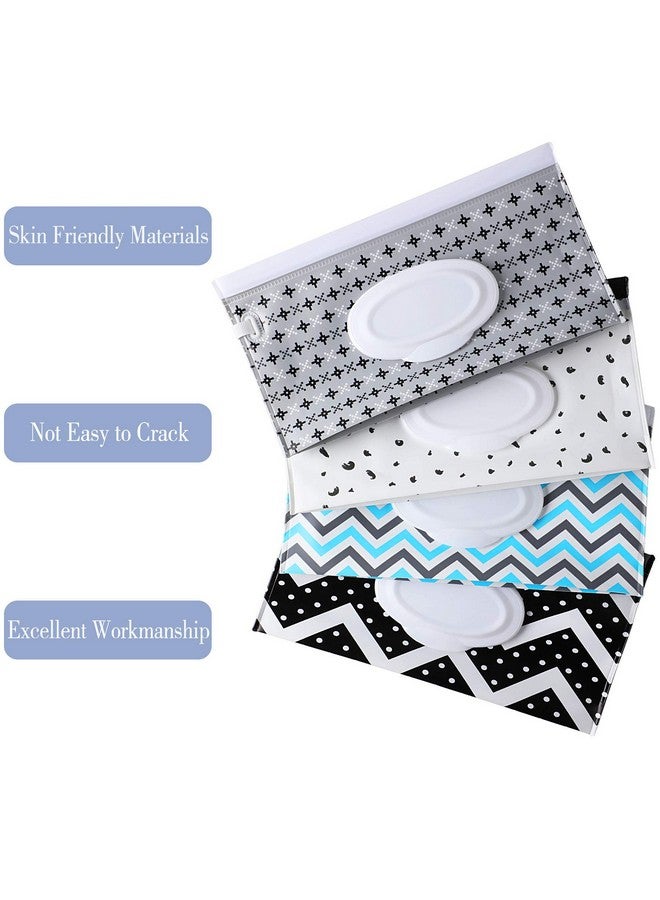 FEBSNOW 4 Pack Baby Wipe Dispenserportable Refillable Wipe Holderbaby Wipes Containerwipe Dispenser Reusable Travel Wet Wipe Pouch(Geometric) - Image 5