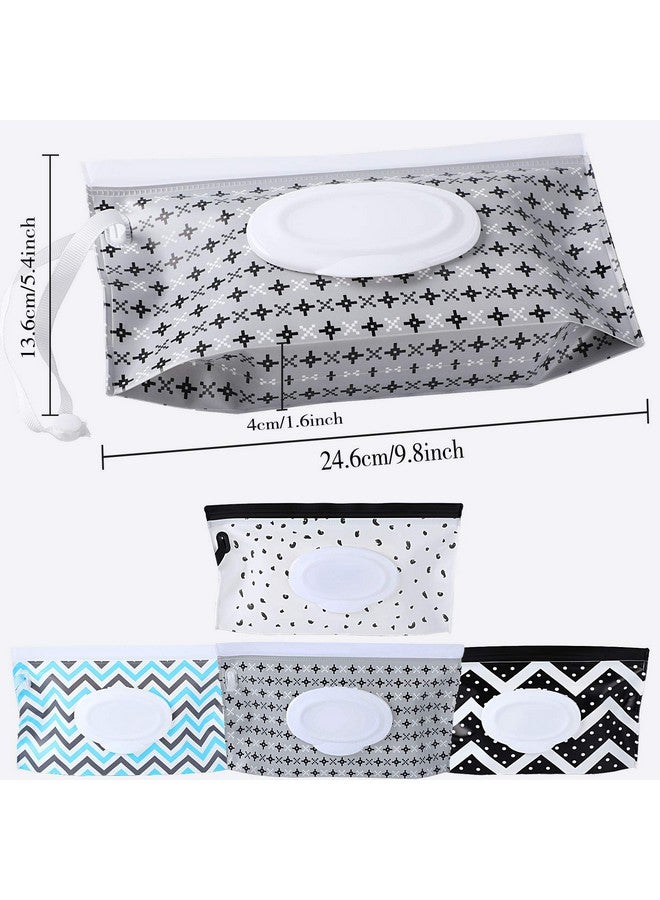 FEBSNOW 4 Pack Baby Wipe Dispenserportable Refillable Wipe Holderbaby Wipes Containerwipe Dispenser Reusable Travel Wet Wipe Pouch(Geometric) - Image 3