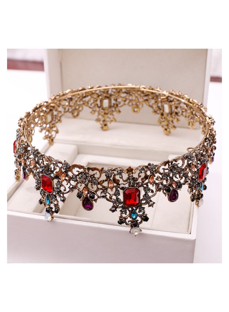 Jeweled Baroque Queen Crown - Rhinestone Wedding Crowns and Tiaras for Women, Gemstones,Victoria - Image 4