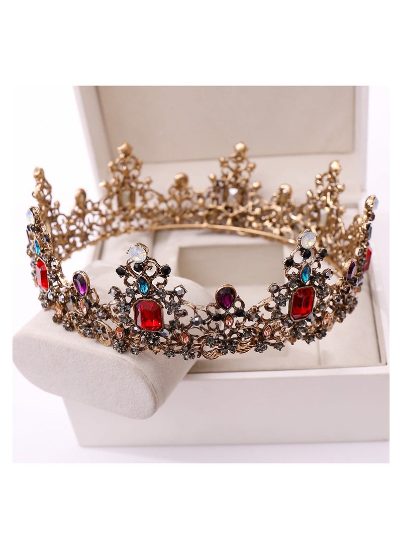 Jeweled Baroque Queen Crown - Rhinestone Wedding Crowns and Tiaras for Women, Gemstones,Victoria - Image 2