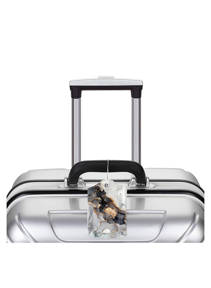 SOLARAE 2 Pcs Luggage Tags Privacy Cover ID Label with Stainless Steel Loop and Address Card for Travel Bag Suitcase(Cloudy Marble) - Image 3