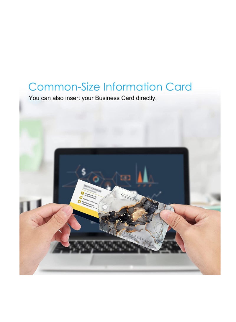 SOLARAE 2 Pcs Luggage Tags Privacy Cover ID Label with Stainless Steel Loop and Address Card for Travel Bag Suitcase(Cloudy Marble) - Image 4