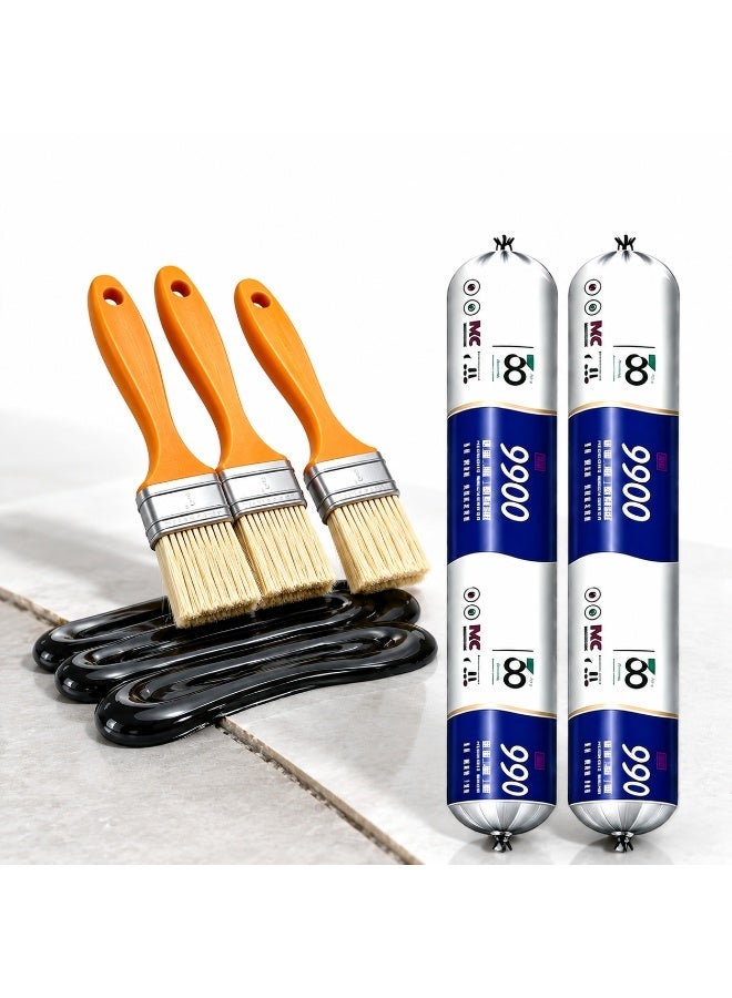 2 Pack 9900 Black Silicone Sealant Paste with 3 Brushes, Waterproof & Weatherproof Caulk, -50°C to 150°C Temperature Resistant, UV Resistant High Elasticity Crack Repair Adhesive, Smooth Finish Sealant for Roof Window Door Bathroom DIY Repair - Image 1