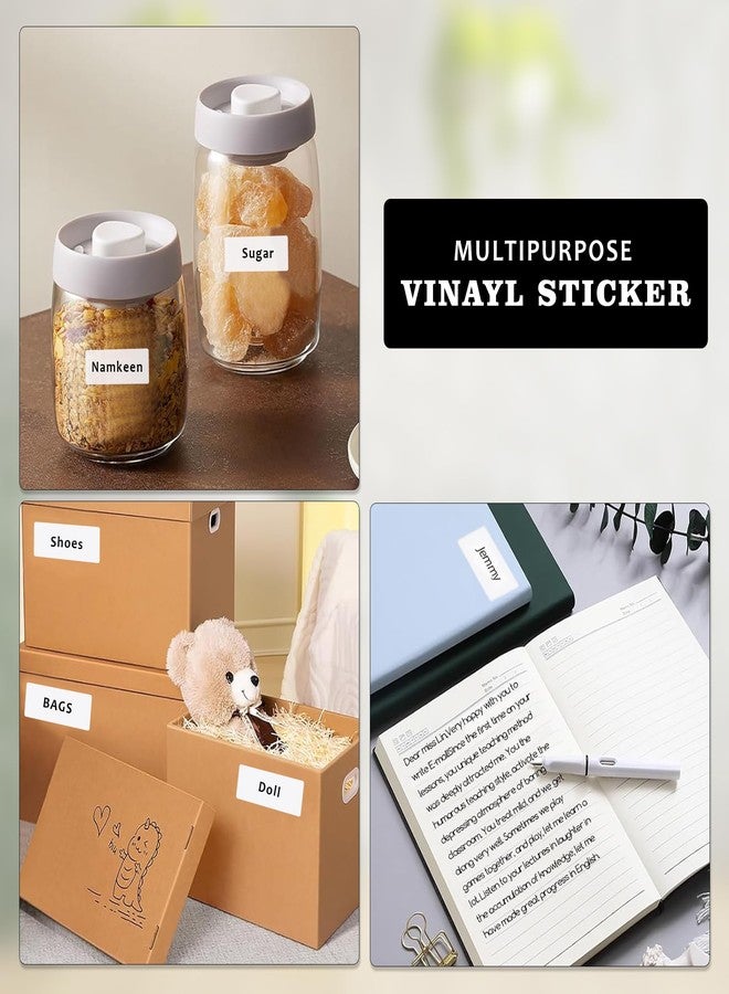 GLUN 200 Labels Sticker Non-Tearable White Vinyl Glossy Label, 25 X 50 Mm Size Printable Label Pack of 200 Stickers - Image 2