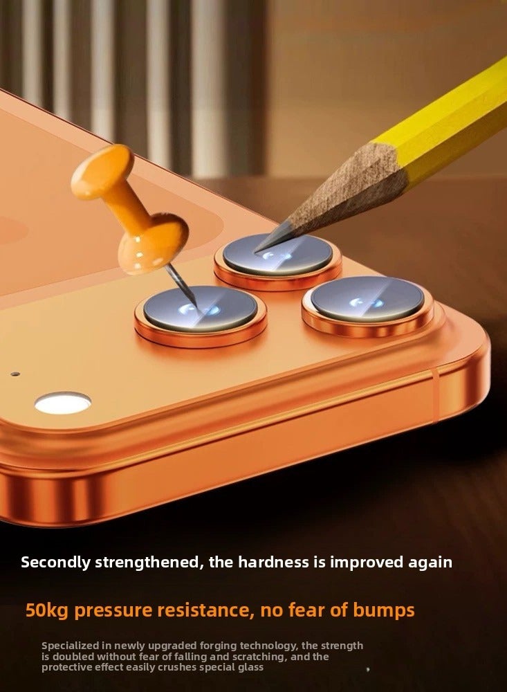 Camera Lens Glass Protector With Ring For iPhone 17 Pro Max/17 Pro - Orange - Image 4