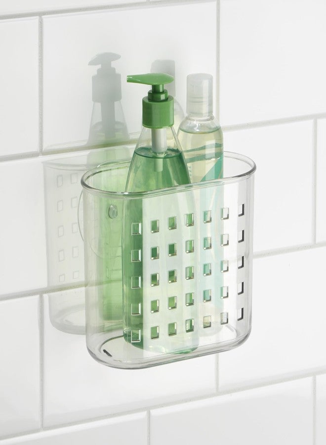 iDesign Small Suction Shower Basket for Bathroom Storage - Set of 2 - Clear - Made in USA - Image 3
