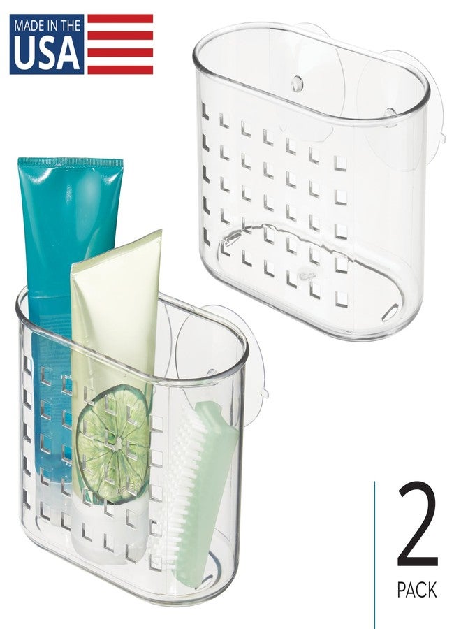 iDesign Small Suction Shower Basket for Bathroom Storage - Set of 2 - Clear - Made in USA - Image 2
