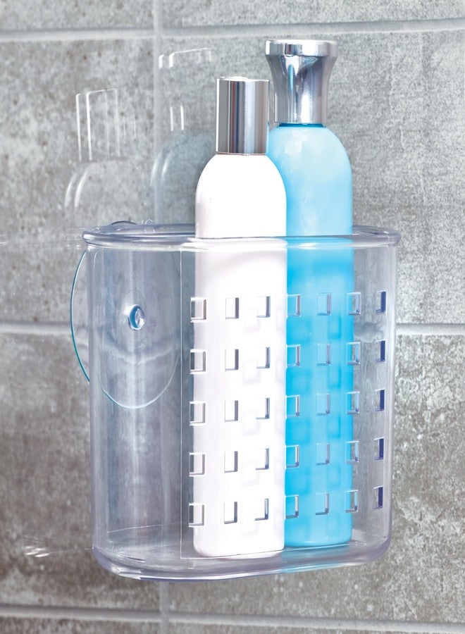 iDesign Small Suction Shower Basket for Bathroom Storage - Set of 2 - Clear - Made in USA - Image 5