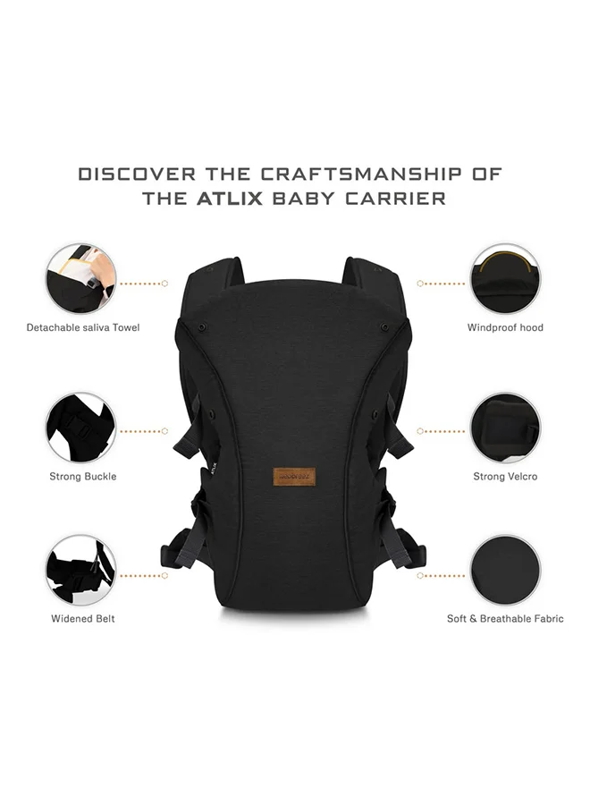 neobreez ATLIX 3-in-1 Convertible Adjustable Wrap Baby Carrier for Newborns To Toddler,  Extra Soft&Ergonomic Baby Wrap with Head Support, Detachable Privacy Hood&Saliva Bib, Infant Carrier, 8-33lbs, 3-15kg