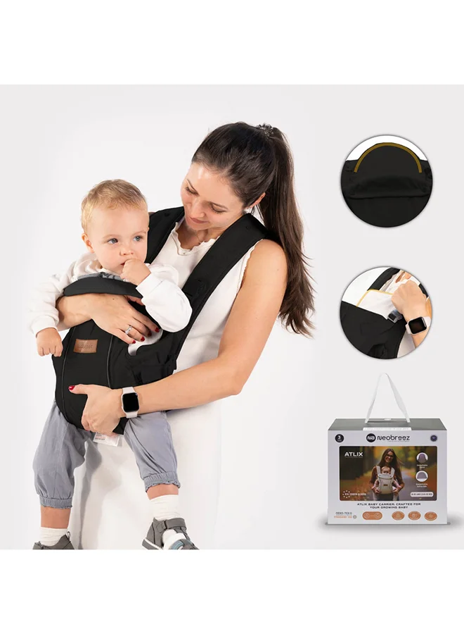 neobreez ATLIX 3-in-1 Convertible Adjustable Wrap Baby Carrier for Newborns To Toddler,  Extra Soft&Ergonomic Baby Wrap with Head Support, Detachable Privacy Hood&Saliva Bib, Infant Carrier, 8-33lbs, 3-15kg