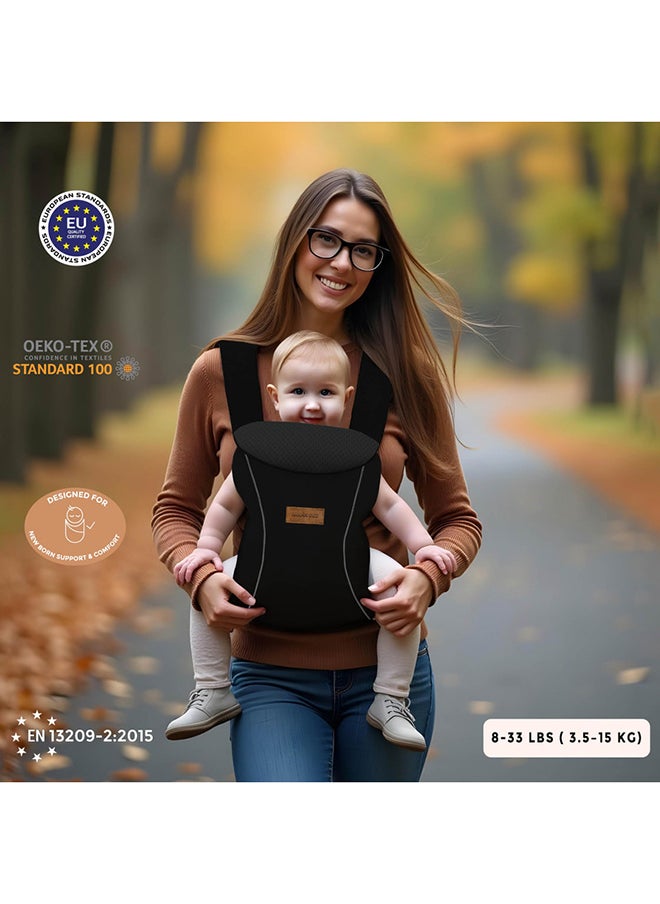 neobreez ATLIX 3-in-1 Baby Carrier for Newborns To Toddler, Head Support, Extra Soft And Ergonomic, Detachable Privacy Hood And Saliva Cotton Bib, Lightweight Front And Back Backpack Infant Carrier, 8-33lbs, 3-15kg  - Image 5