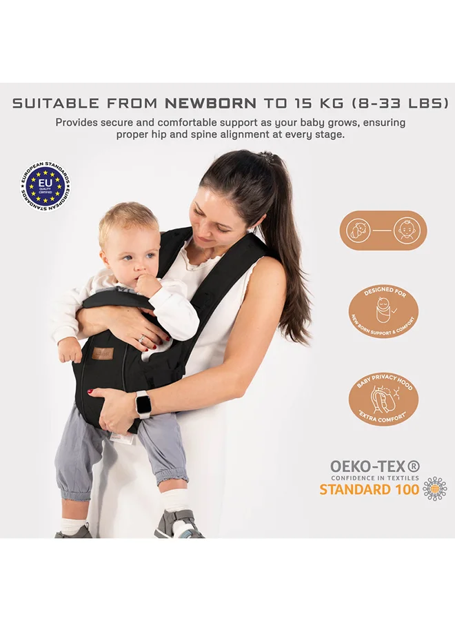 neobreez ATLIX 3-in-1 Convertible Adjustable Wrap Baby Carrier for Newborns To Toddler,  Extra Soft&Ergonomic Baby Wrap with Head Support, Detachable Privacy Hood&Saliva Bib, Infant Carrier, 8-33lbs, 3-15kg