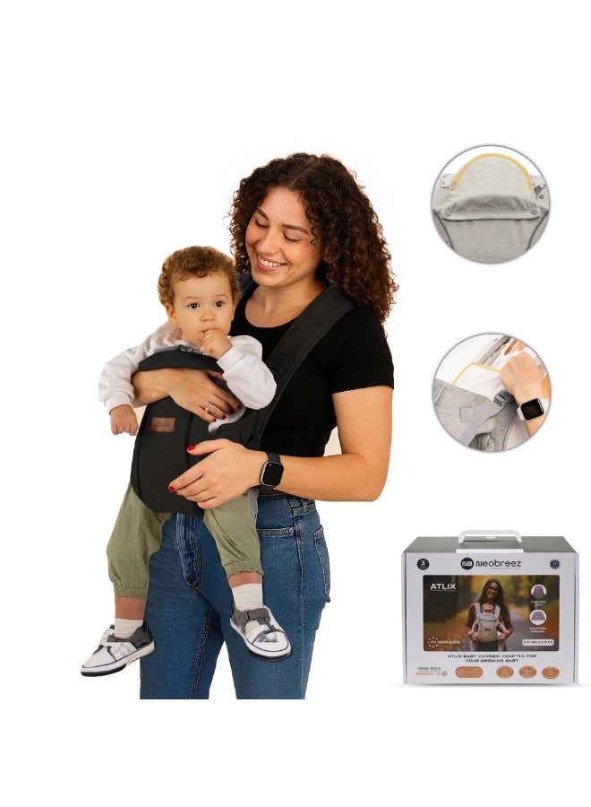 نيوبريز حمالة أطفال قابلة للتحويل والتعديل من أتلِكس بثلاث طرق لحمل الأطفال حديثي الولادة حتى عمر سنتين، مع دعم للرأس وغطاء خصوصية ومنشفة لعاب، لحمل الرضع من . إلى  كجم - Image 1