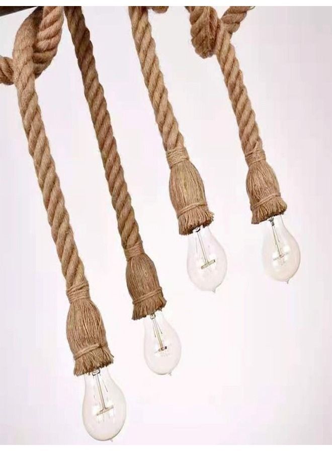 C&C Home Home Decoration Lights Rustic Lighting Retro Rope Bamboo Pendant Lamp Chandelier Light with 6 Bulbs 80x80 cm  - Image 5