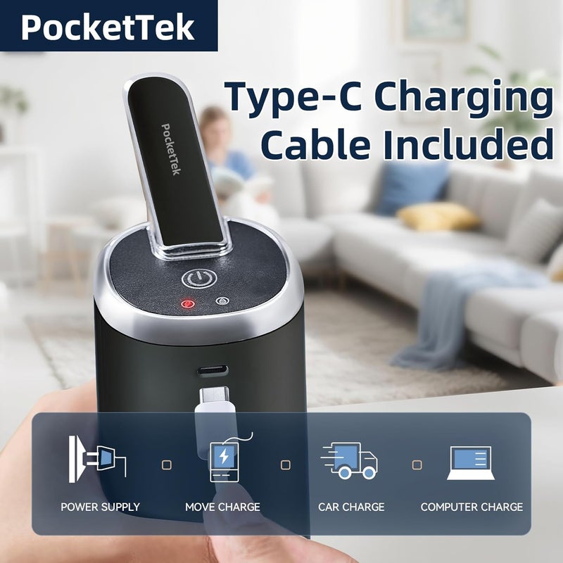 PocketTek 5 Gallon Water Pump Dispenser – Rechargeable & Foldable Electric Water Jug Pump, USB Charging Water Bottle Pump with 2 Silicone Hoses & 304 Stainless Steel Weight, for Camping/Home/Office - Image 3