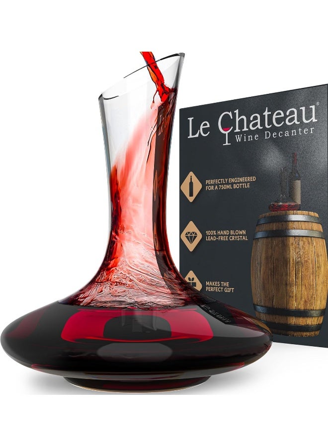 Le Chateau Wine Decanter - Hand-Blown Lead-Free Crystal Wine Carafe - Wine Decanter for Aerating Red Wine - Wine Accessories for a Bottle of Wine (750 ml) - Image 1