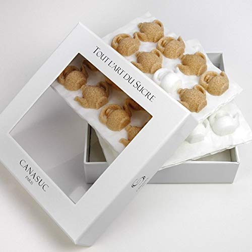 Canasuc Paris, A La Bonne Heure, Pur Sucre de Canne,"Window Gift Box" of 32 Assorted French Molded Teapot Sugar Pieces, White & Amber, 3.35 Oz - Image 3