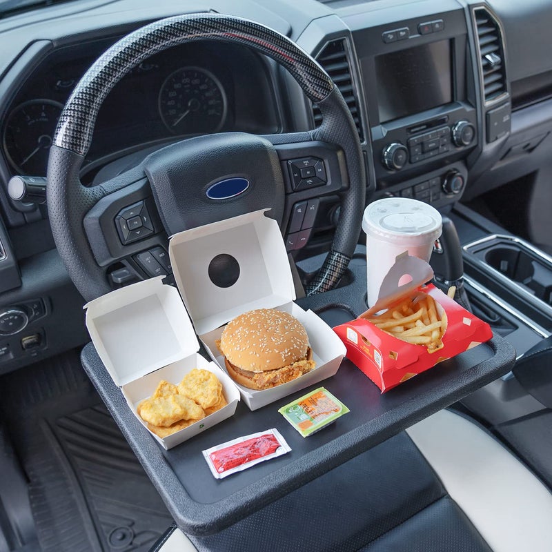CarQiWireless 2 in 1 Automotive Car Steering Wheel Tray for Ford F150 F250 F350 Transit Ranger Bronco Explorer Fusion Mustang Truck Accessories 20042025for Laptop Tablet iPad Or Notebook Car Travel Table 