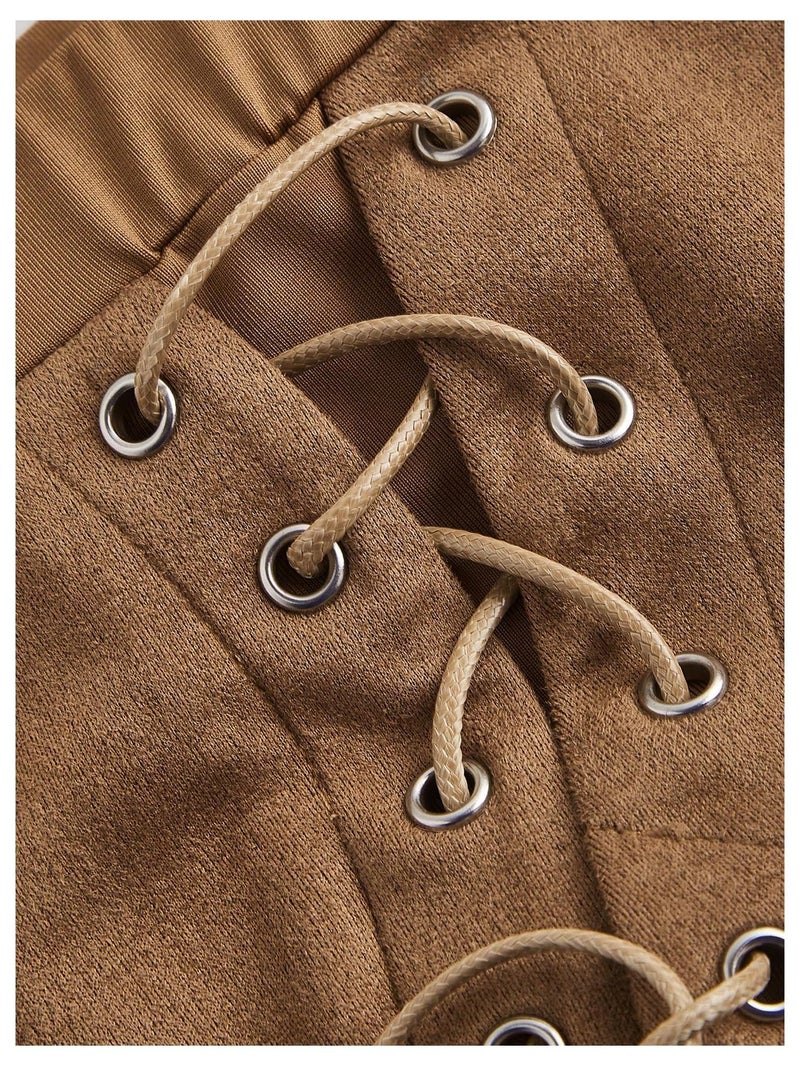 Verdusa Women's Rodeo Western Cowgirl Rave Club Outfit Long Skirt Renaissance Asymmetrical Flowy Ruffle Boho Skirts Brown Medium - Image 4