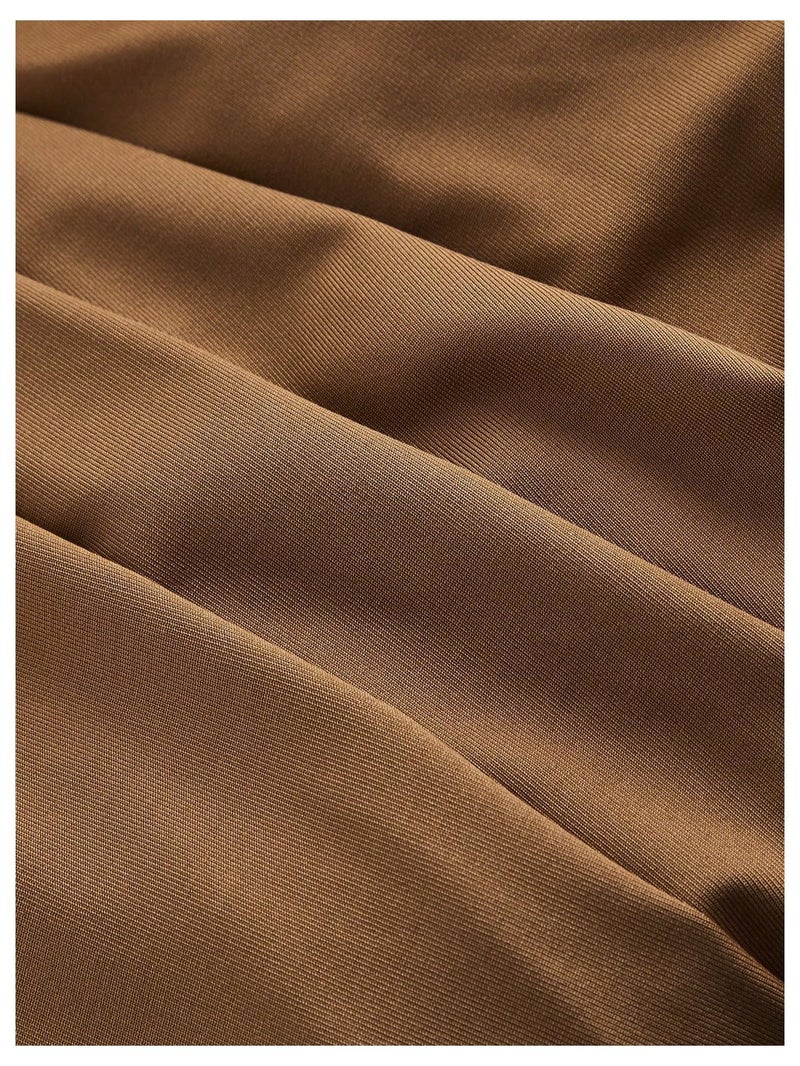 Verdusa Women's Rodeo Western Cowgirl Rave Club Outfit Long Skirt Renaissance Asymmetrical Flowy Ruffle Boho Skirts Brown Medium - Image 5