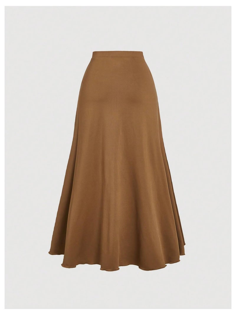 Verdusa Women's Rodeo Western Cowgirl Rave Club Outfit Long Skirt Renaissance Asymmetrical Flowy Ruffle Boho Skirts Brown Medium - Image 2