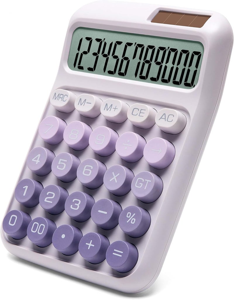 KASTWAVE Desk Calculator, With Easy-To-Read Large Lcd Display, Solar And Battery Dual Power Desktop Calculators, For Office And Study (Ombre Purple) - Image 1