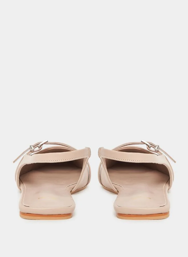 ستايلي Buckle Decor Pointed Toe Slingback Shoes