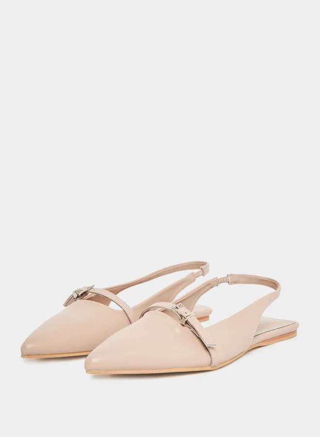ستايلي Buckle Decor Pointed Toe Slingback Shoes