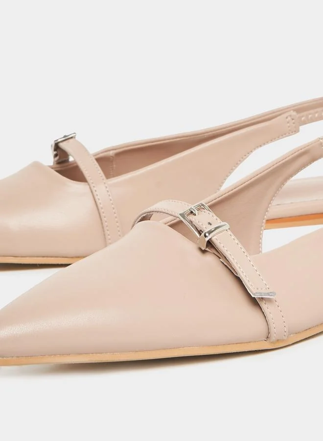 ستايلي Buckle Decor Pointed Toe Slingback Shoes