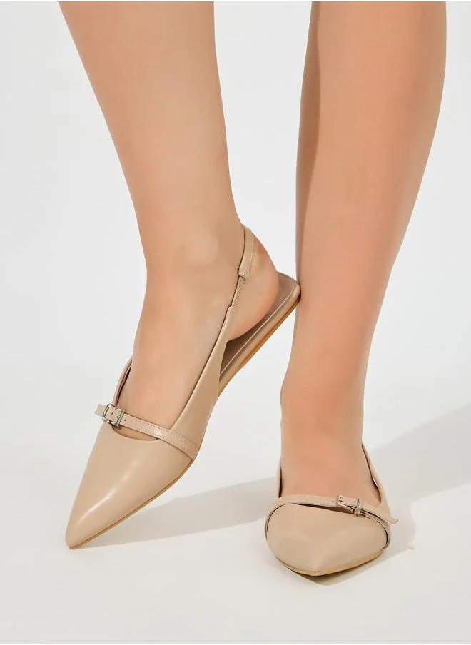 ستايلي Buckle Decor Pointed Toe Slingback Shoes