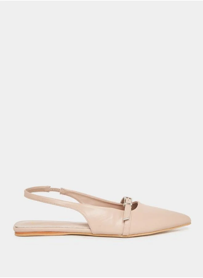 ستايلي Buckle Decor Pointed Toe Slingback Shoes