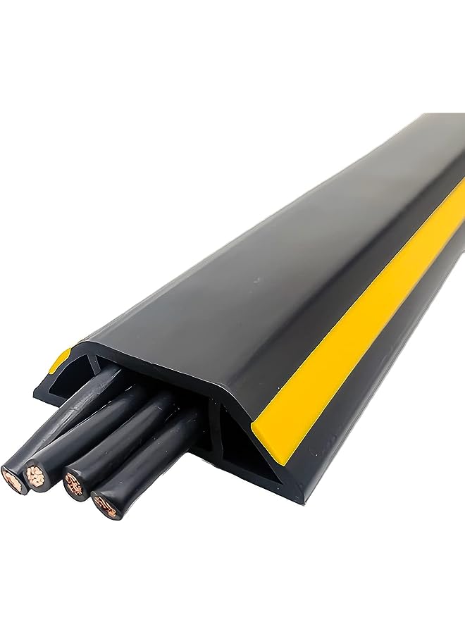 PROMASS Floor Cord Cover Prevent a Trip Hazard Perfect for Office, Home, 1.82m, Cable Cavity 50mm x 14mm (6ft, Black Yellow) - Image 1