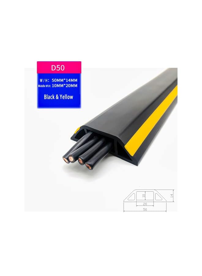 PROMASS Floor Cord Cover Prevent a Trip Hazard Perfect for Office, Home, 1.82m, Cable Cavity 50mm x 14mm (6ft, Black Yellow) - Image 2