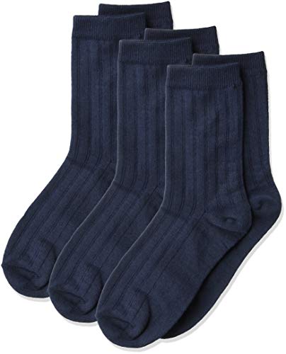 Jefferies Socks Big Boys' Rib 3 Pair Pack Crew Socks, Navy, Large - Image 1