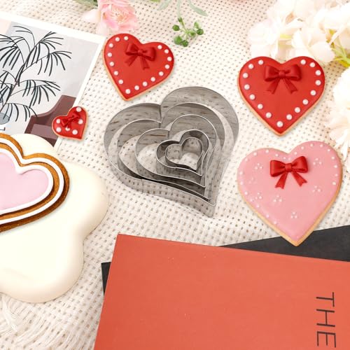 Yekepal Heart Cookie Cutter Set, 5 Pieces Heart Cookie Cutter for Valentine's Day, Stainless Steel Small Heart-shaped Molds Fondant Biscuit Fruit Cutters for Valentines Day Holiday Birthday Party Supplies - Image 4