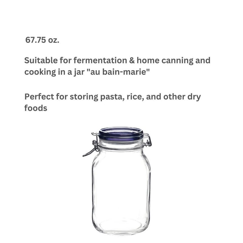 Bormioli Rocco fido square Jar with Blue Lid, 67.5-Ounce - Image 2