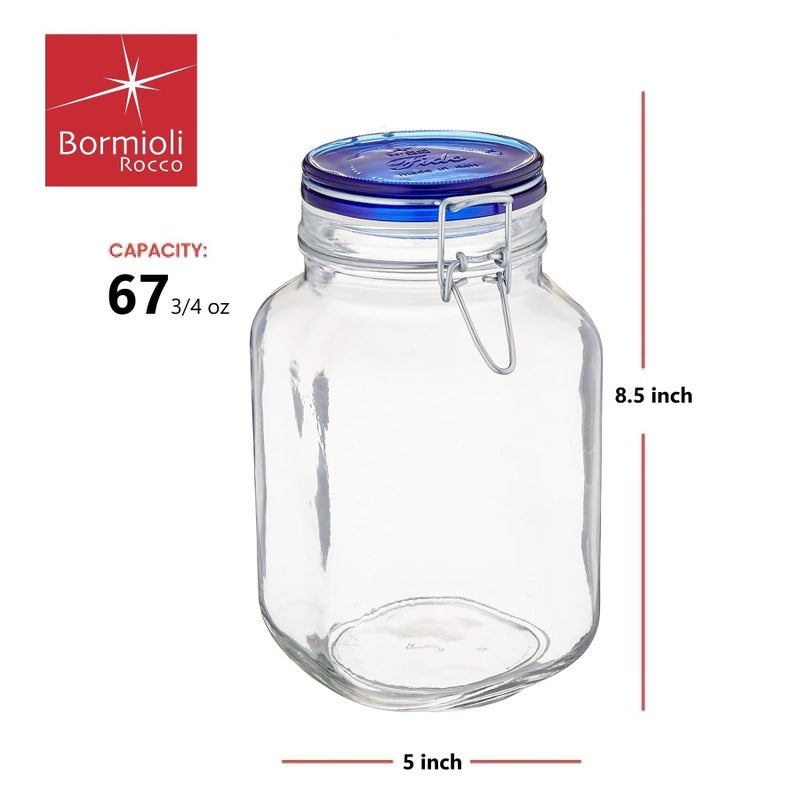 Bormioli Rocco fido square Jar with Blue Lid, 67.5-Ounce - Image 3