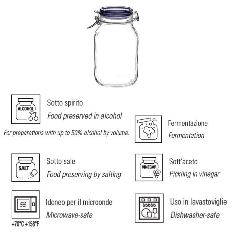 Bormioli Rocco fido square Jar with Blue Lid, 67.5-Ounce - Image 4