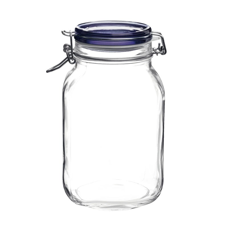 Bormioli Rocco fido square Jar with Blue Lid, 67.5-Ounce - Image 1