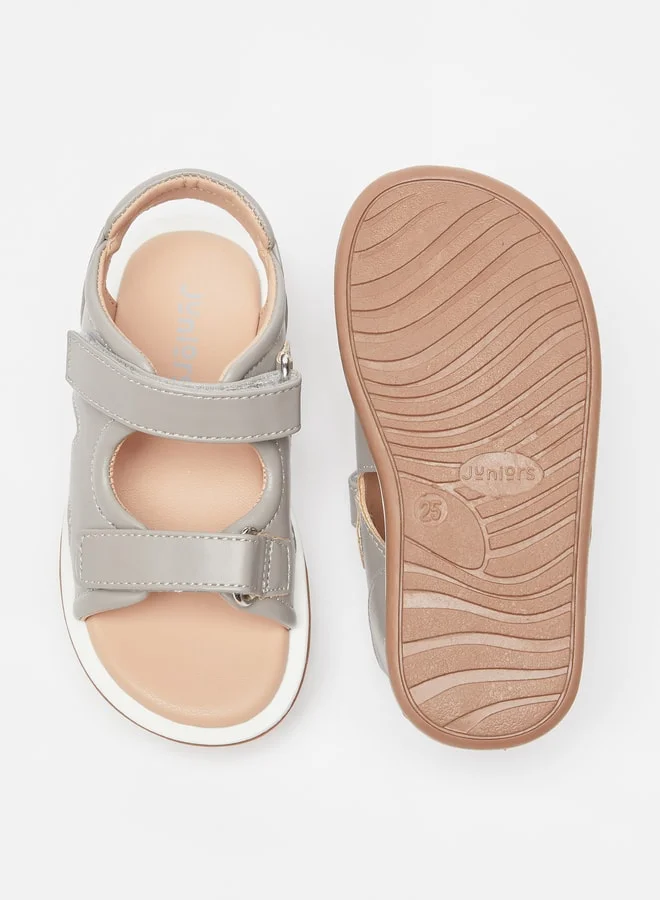 JUNIORS Boys Solid Back Strap Sandals With Hook And Loop Closure