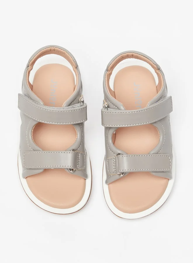 JUNIORS Boys Solid Back Strap Sandals With Hook And Loop Closure