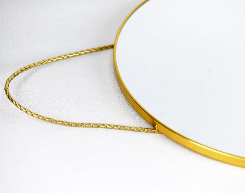 35cm Gold Round Wall Mirror with Hanging Rope – Modern Decorative Mirror for Living Room, Bathroom, Entryway, Bedroom – Small Round Hanging Mirror with Elegant Metal Frame - Image 3