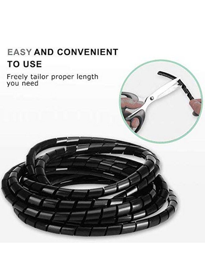 Immech - Black 9mm(3/8" Inch) Spiral Cable Wrap, Cable Sleeve, cable Organizer for TV PC Home & Home - Length : 5 Meter - Image 2
