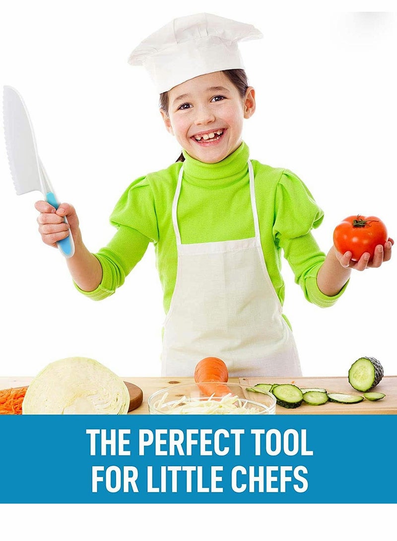 Kids Knife Set for Cooking and Cutting Fruits, Veggies Cake Perfect Starter Knife Set for Little Hands in the Kitchen Nylon Knife Fun Safe Lettuce Knife for Kids Children, 3-Piece (Blue) - Image 3