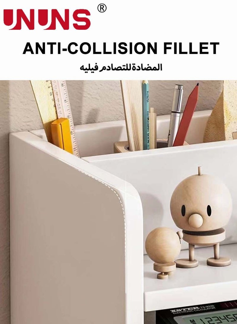 يو إن يو إن أس منظم رفوف سطح المكتب، رف عرض خشبي بستة أقسام، رف تخزين مكتبي، رف كتب متعدد الأغراض للديكور المنزلي والمكتب والهدايا - Image 2