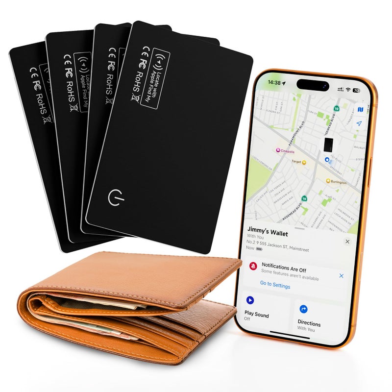 JTD 4-Pack Family Value Bundle: 2026 Apple MFi Certified Air Card Tag Tracker Wallet Tracker Card| Ultra Slim 0.07in, IP68 Waterproof | Works with Apple Find My (iOS) | for Wallets, Keys, Luggage,Bags - Image 1