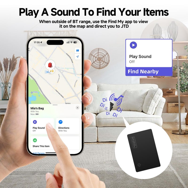 JTD 4-Pack Family Value Bundle: 2026 Apple MFi Certified Air Card Tag Tracker Wallet Tracker Card| Ultra Slim 0.07in, IP68 Waterproof | Works with Apple Find My (iOS) | for Wallets, Keys, Luggage,Bags - Image 3
