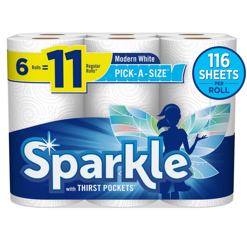 Sparkle PickASize Paper Towels 6 Rolls 11 Regular Rolls Everyday Value Paper Towel With Full And Half Sheets