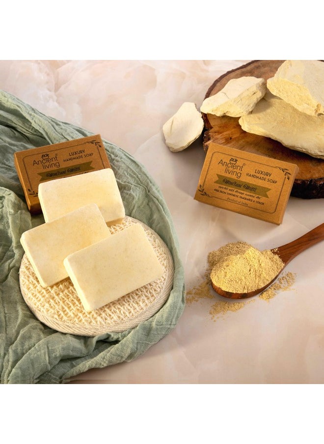 Ancient Living Multani Mitti Luxury Handmade Soap - 100 Gm (Set Of 2) Pure Natural Facial Scrub & Deep Cleansing Soap Fuller Earth Clay Suitable For Oily And Combination Skin  - Image 2