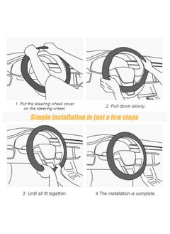 Generic Elastic Stretch Car Steering Wheel Cover, Universal 15 Inch Breathable Ice Silk Automotive Steering Wheel Cover Anti-Slip Odorless Easy Carry Suitable for All Seasons (Ice Silk Black/Red)  - Image 3